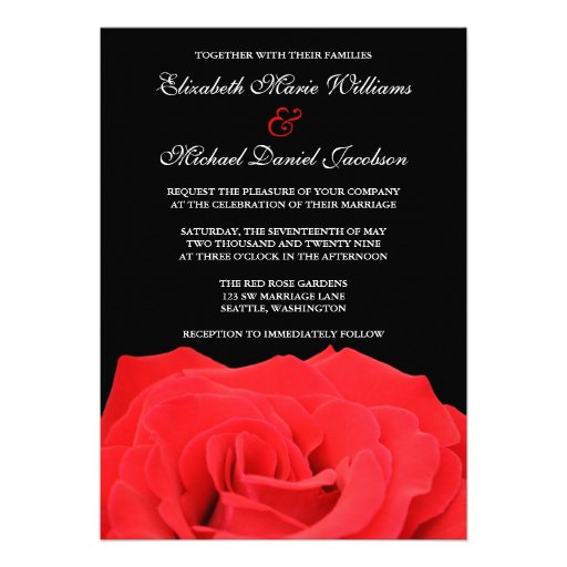 Red Rose and Black Wedding Invitations