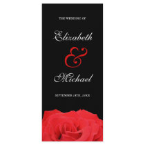 Red Rose and Black Wedding Program Full Color Rack Card