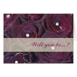 Red rose and diamond Will you bemy bridesmaid card