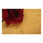 Red Rose And Gold Stationery