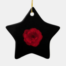 Red Rose. Black Background. Christmas Ornament