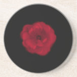 Red Rose. Black Background. Drink Coasters