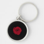 Red Rose. Black Background. Keychain