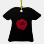 Red Rose. Black Background. Christmas Tree Ornament