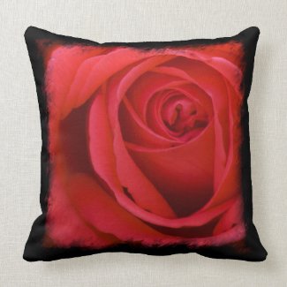 Red Rose Black Border Throw Pillows