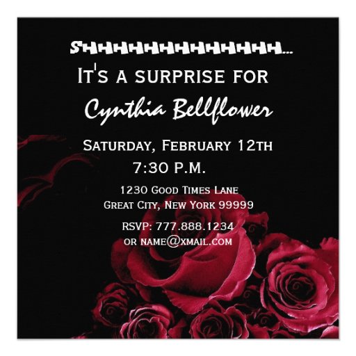 Red Rose Bouquet 50th Surprise Birthday B541 Personalized Invitations