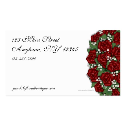 Red Rose Bouquet Business Card Template (back side)