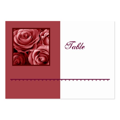 RED Rose Bouquet Place Card - Wedding Reception Business Cards
