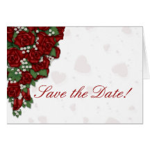 Red Rose Bouquet Save the Date Greeting Cards