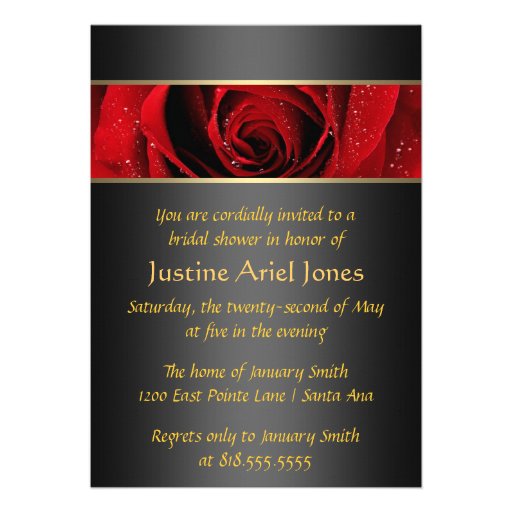 Red Rose Bridal Shower Invitation