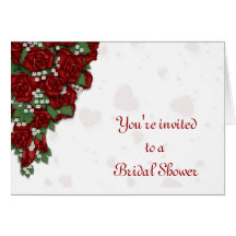 Red Rose Bridal Shower Invitation Greeting Cards