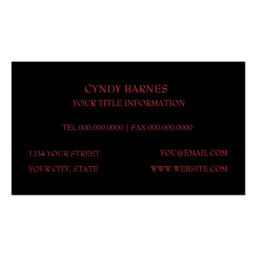 Red Rose Damask Business Card (back side)