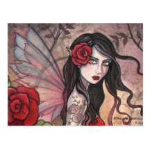 Red Rose Fairy Postcard