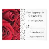 Red Rose Floral RSVP Card Invite