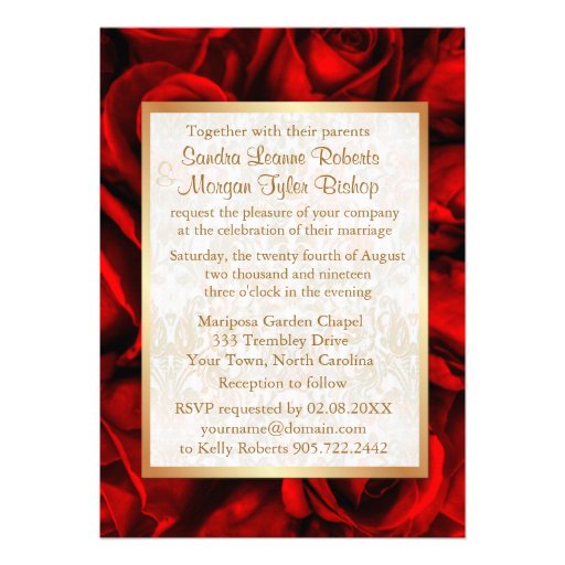 Red Rose Floral Wedding Invitation