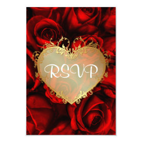 Red Rose Floral Wedding RSVP 3.5x5 Paper Invitation Card