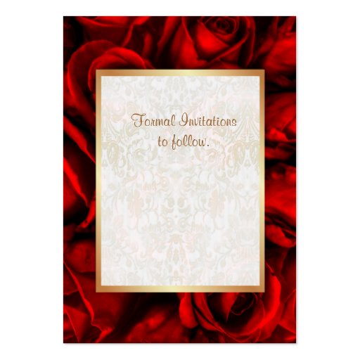Red Rose Floral Wedding Save the Date Business Card Templates (back side)