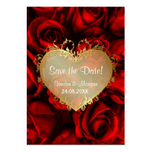 Red Rose Floral Wedding Save the Date Business Card Templates