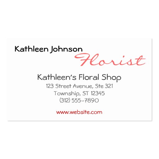 Red Rose - Florist business cards (back side)