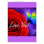 Red Rose Flower Butterfly Painting - Multi