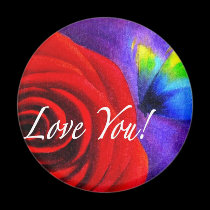 Red Rose Flower Butterfly Painting - Multi magnets by JUDERM Red Rose Flower Butterfly Painting - Multi magnets