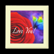 Red Rose Flower Butterfly Painting - Multi magnets by JUDERM Red Rose Flower Butterfly Painting - Multi magnets