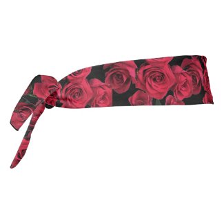 Red Rose Flower Garden Tie Headband