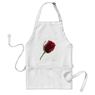 Red Rose Flower on White apron