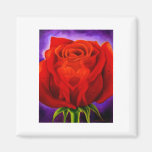 Red Rose Flower Painting Art - Multi Refrigerator Magnets