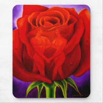 Red Rose Flower Painting Art - Multi Mouse Mats by JUDERM