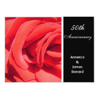 Red rose flower wedding anniversary invitation invites