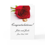 Red Rose & Gold Diamond Ring Greeting Cards