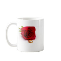 Red Rose & Gold Diamond Ring Mugs