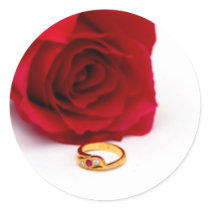Red Rose & Gold Diamond Ring Sticker