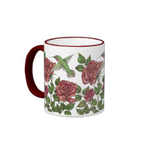 Red Rose & Hummingbird mugs