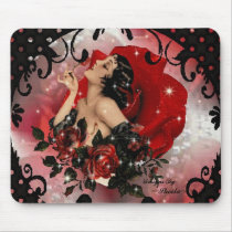 Red Rose Lady Mousepad by darshe40 Red Rose Lady Mousepad