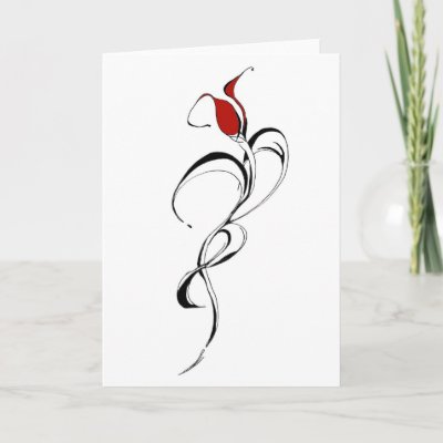 Red Rose Lady Tribal Tattoo for Valentines Day Greeting Cards by