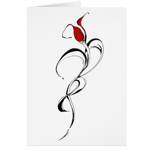 Red Rose Lady Tribal Tattoo for Valentines Day Greeting Cards