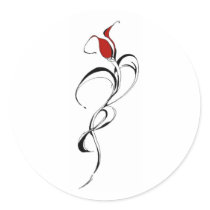 Red Rose Lady Tribal Tattoo for Valentines Day Sticker