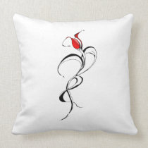 Red Rose Lady Tribal Tattoo Throw Pillow