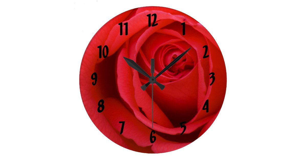 Red Rose Large Clock Zazzle