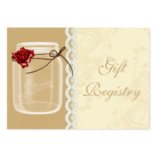 red rose mason jar Gift registry  Cards Business Card Template (front side)