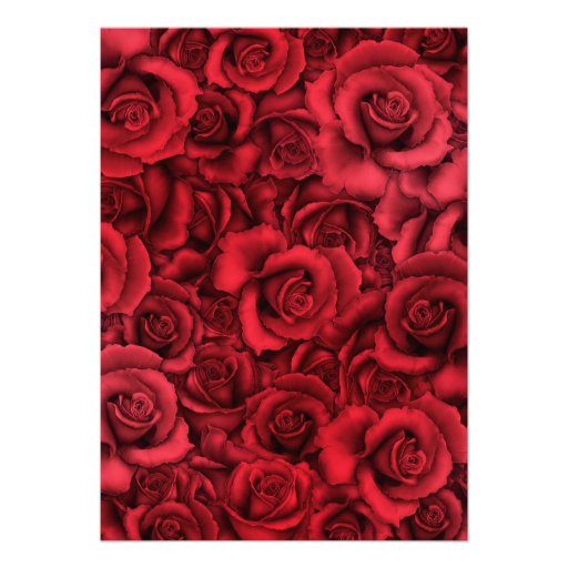 Red Rose Mourning Card Funeral Announcement