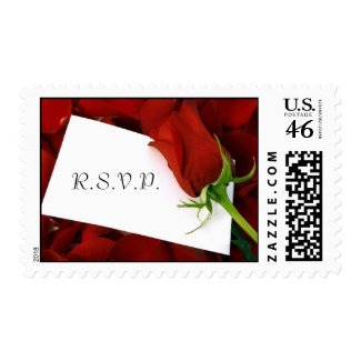 Red Rose Note R.S.V.P. Postage stamp