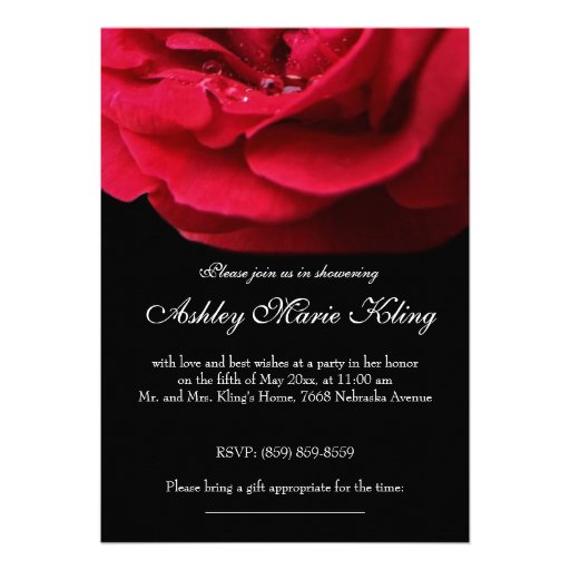 Red Rose on Black Background Personalized Announcement