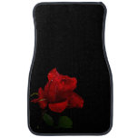Red Rose on Black Car Mat