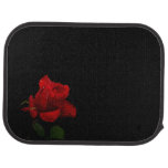 Red Rose on Black Car Mat