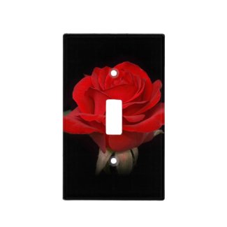 Red Rose on Black Light Switch Covers