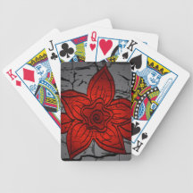 Red Rose on cracked background Bicycle Card Deck