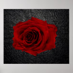 Red Rose on faux leather for Mother Poster